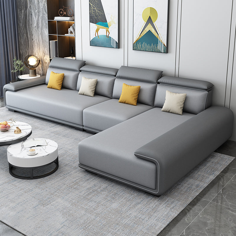 30.3"H Modern Faux Leather Square Arm Sofa & Chaise for Living Room