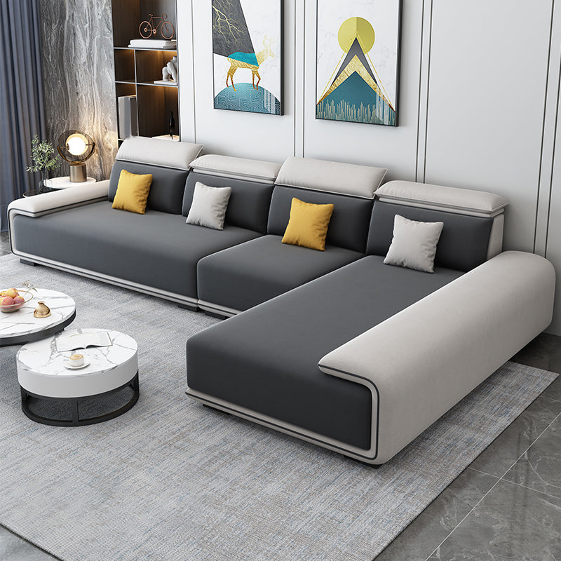 30.3"H Modern Faux Leather Square Arm Sofa & Chaise for Living Room