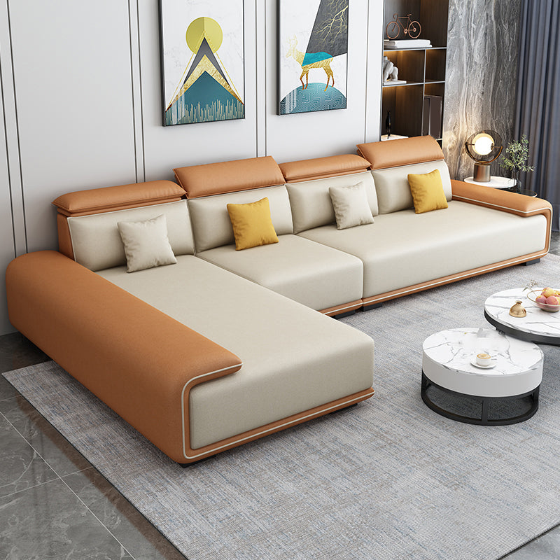 30.3"H Modern Faux Leather Square Arm Sofa & Chaise for Living Room