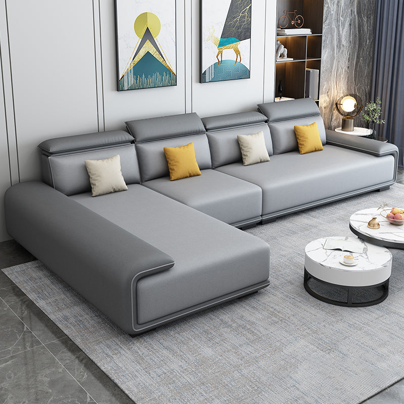 30.3"H Modern Faux Leather Square Arm Sofa & Chaise for Living Room