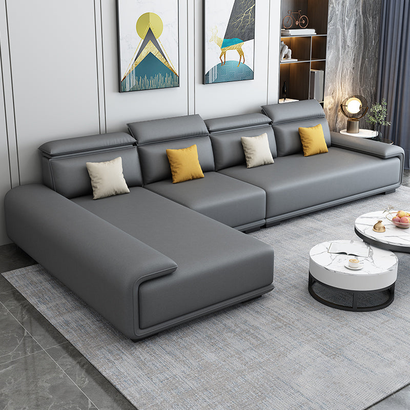 30.3"H Modern Faux Leather Square Arm Sofa & Chaise for Living Room