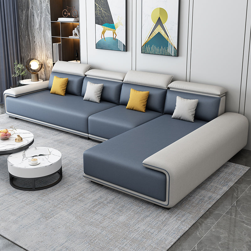 30.3"H Modern Faux Leather Square Arm Sofa & Chaise for Living Room
