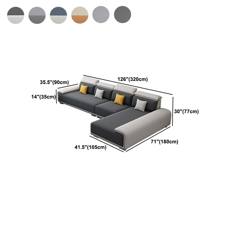 30.3"H Modern Faux Leather Square Arm Sofa & Chaise for Living Room