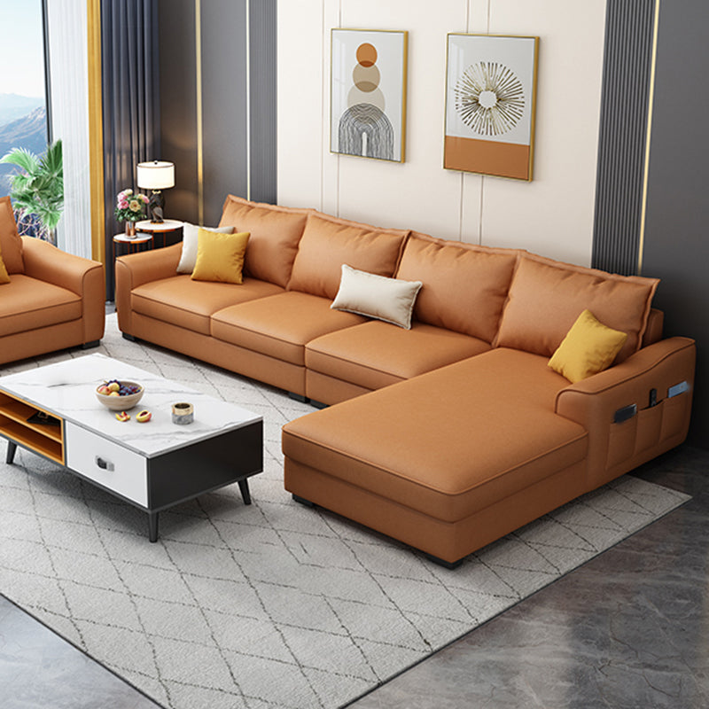 35.4"H Faux Leather Flared Arm Sofa & Chaise for Living Room