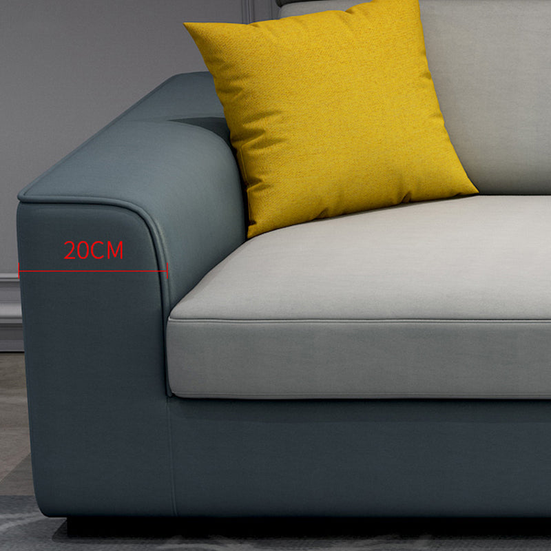Sewn Pillow Back Square Tufted Sofa Modern Faux Leather Sofa & Chaise