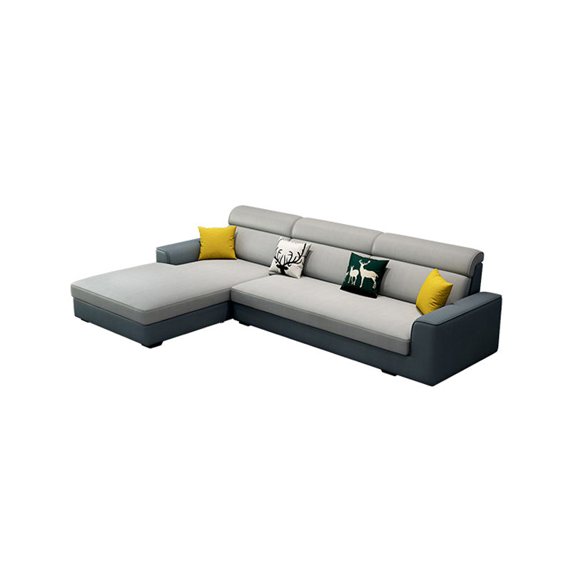 Sewn Pillow Back Square Tufted Sofa Modern Faux Leather Sofa & Chaise