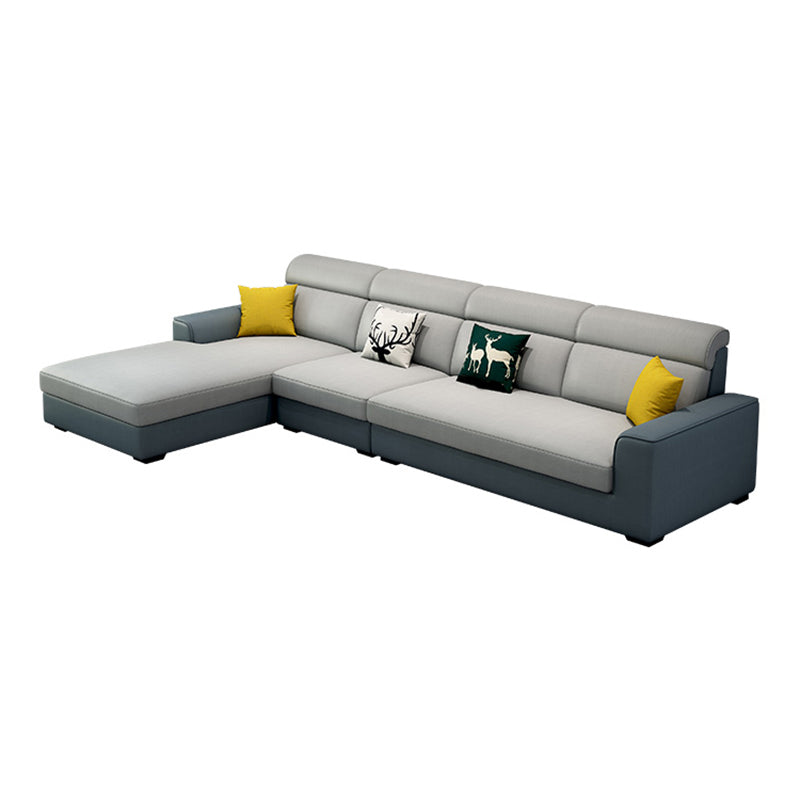 Sewn Pillow Back Square Tufted Sofa Modern Faux Leather Sofa & Chaise