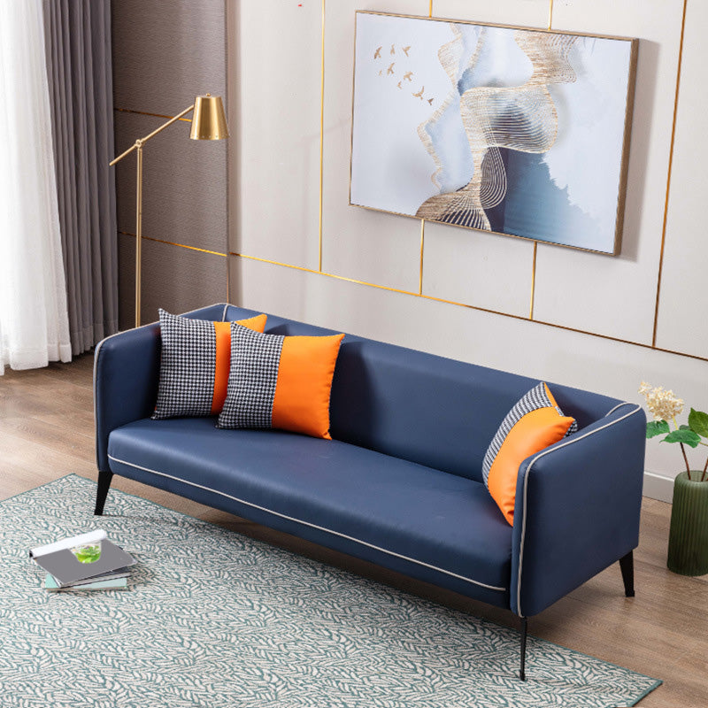 Genuine Leather Sofa 28.74" D x 28.74" H Tuxedo Arm Sofa for Living Room