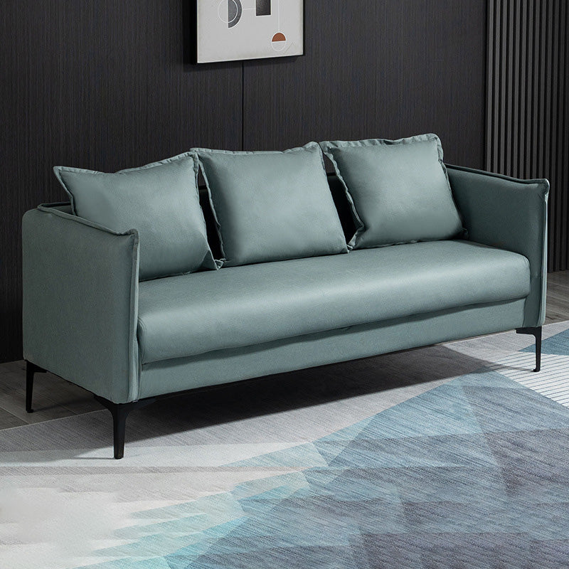 Square Arm Sofa 25.59" D x 26.371" H Faux Leather Sofa for Living Room