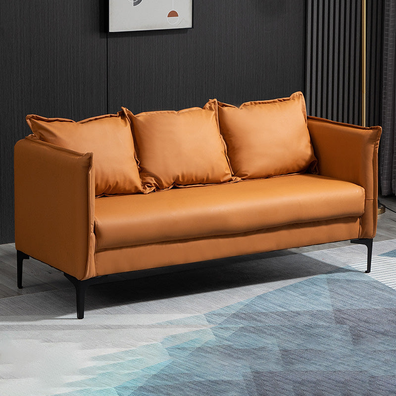 Square Arm Sofa 25.59" D x 26.371" H Faux Leather Sofa for Living Room