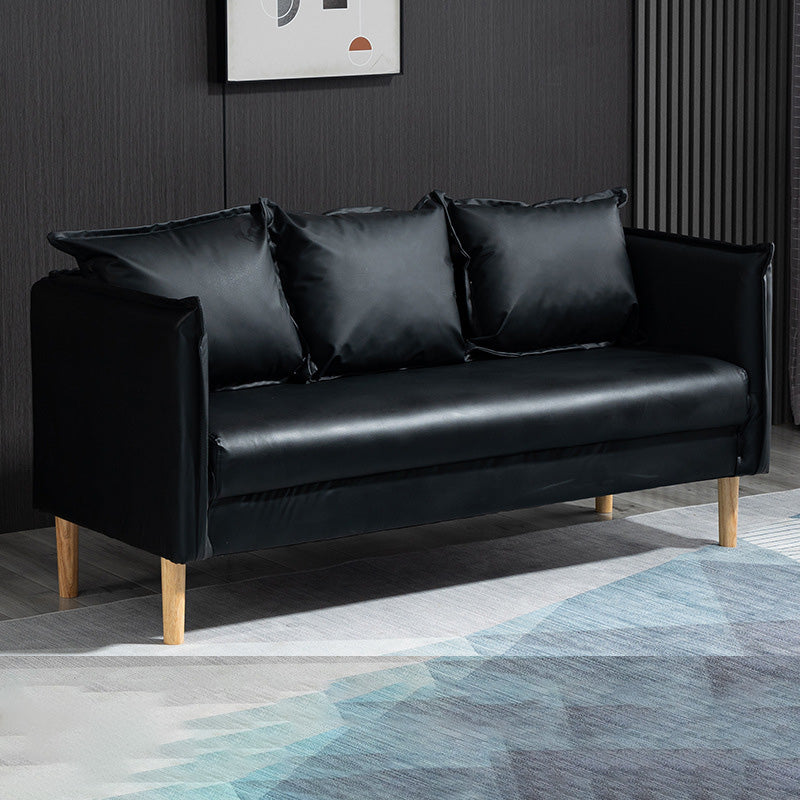 Square Arm Sofa 25.59" D x 26.371" H Faux Leather Sofa for Living Room