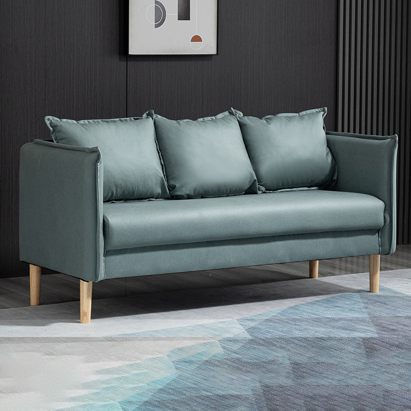 Square Arm Sofa 25.59" D x 26.371" H Faux Leather Sofa for Living Room