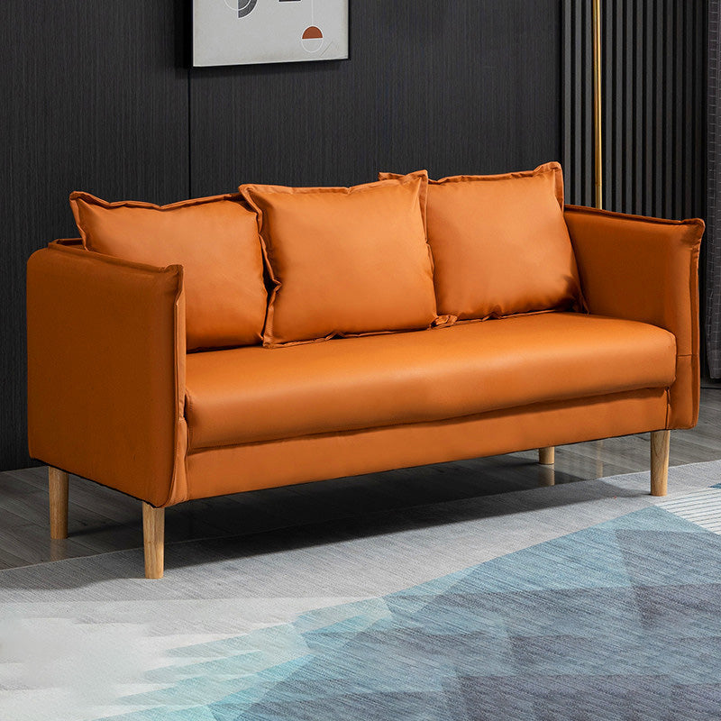 Square Arm Sofa 25.59" D x 26.371" H Faux Leather Sofa for Living Room