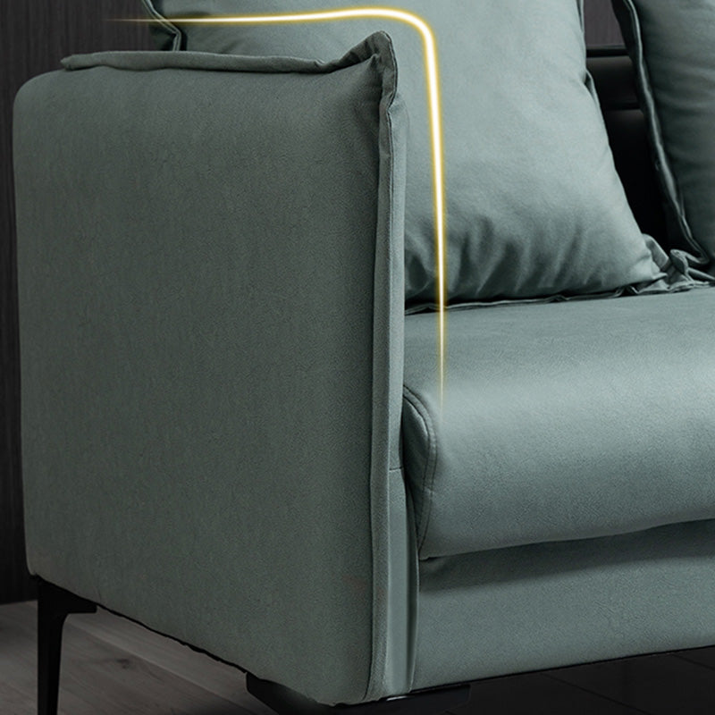 Square Arm Sofa 25.59" D x 26.371" H Faux Leather Sofa for Living Room