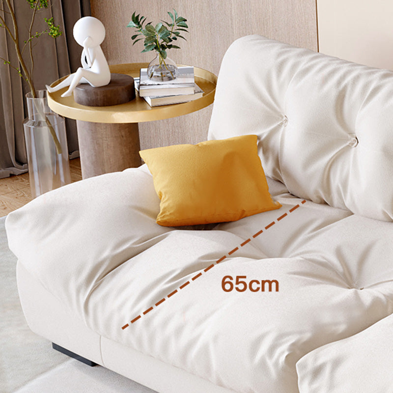 Contemporary Faux Leather/Suede Armless Tufted Sofa Couch in Beige