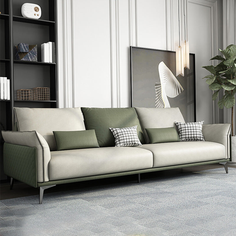 Faux Leather Stain Resistant Contemporary Sofa Couch in Green