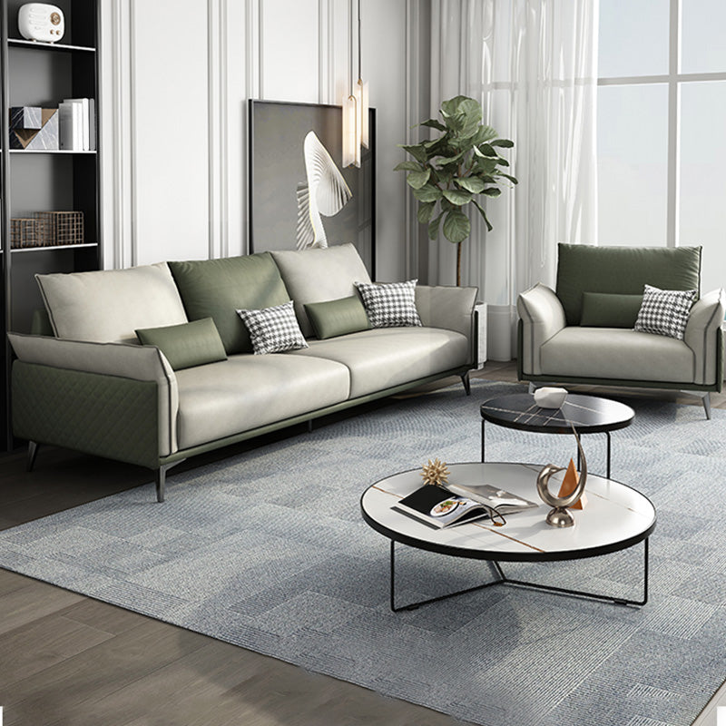 Faux Leather Stain Resistant Contemporary Sofa Couch in Green