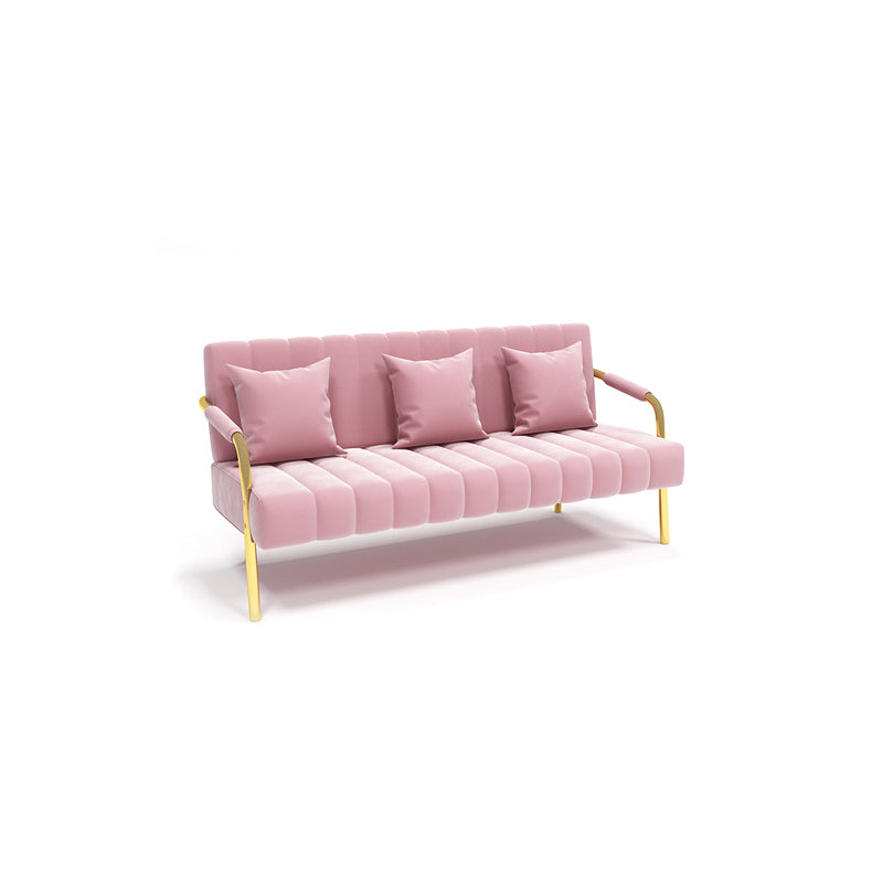 Velvet 3-seater Sofa with 3 Pillows and Pillow Top Arm for Apartment