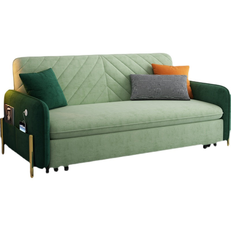 Velvet Contemporary Tight Back Square Arm Bed Sofa Couch in Green