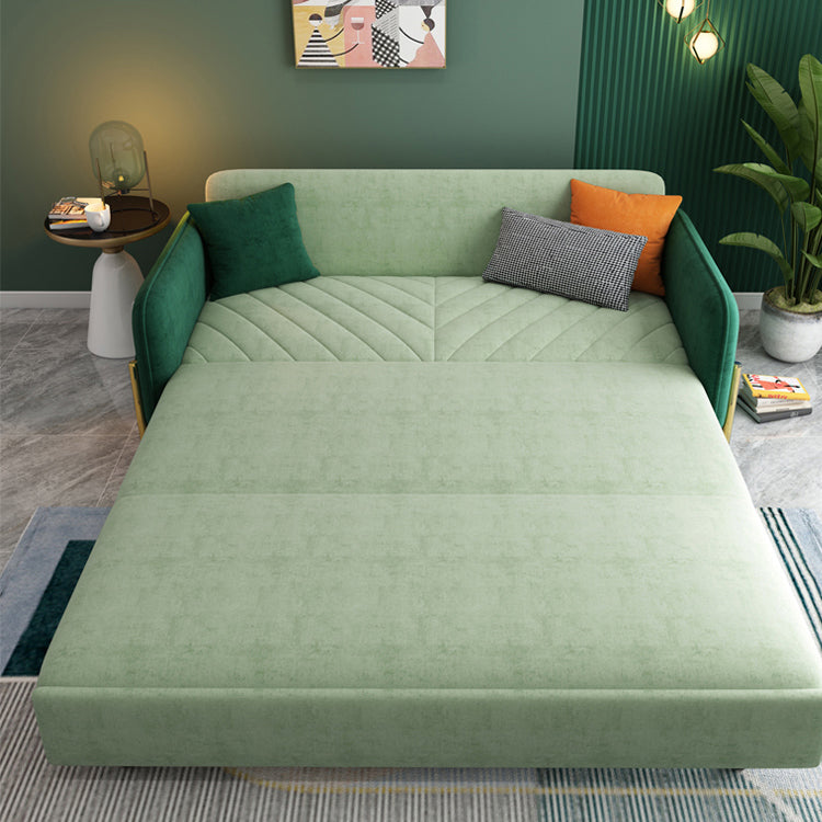 Velvet Contemporary Tight Back Square Arm Bed Sofa Couch in Green