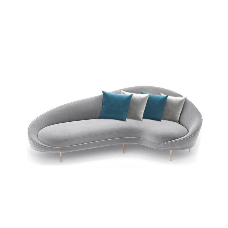 Velvet Tight Back Sofa with Tuxedo Arm and Grey Upholstery for Living Room
