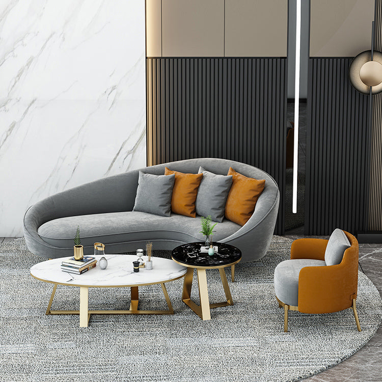 Velvet Tight Back Sofa with Tuxedo Arm and Grey Upholstery for Living Room
