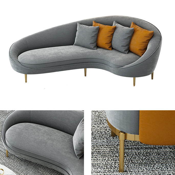 Velvet Tight Back Sofa with Tuxedo Arm and Grey Upholstery for Living Room