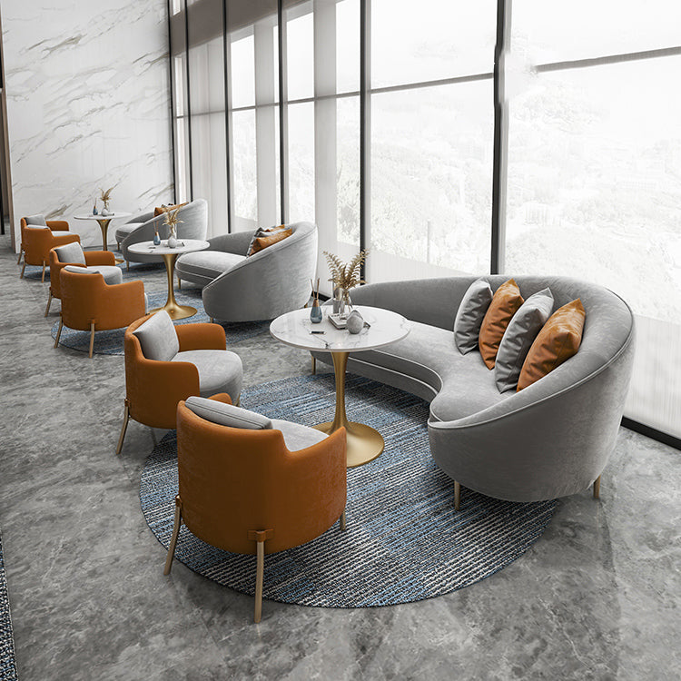 Velvet Tight Back Sofa with Tuxedo Arm and Grey Upholstery for Living Room