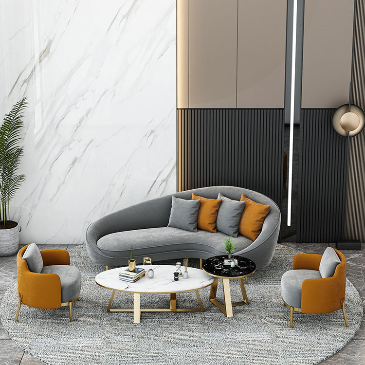 Velvet Tight Back Sofa with Tuxedo Arm and Grey Upholstery for Living Room