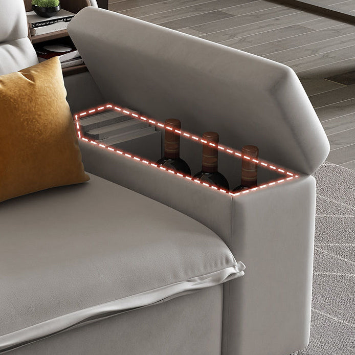 Contemporary Pillow Top Arm Bed Sofa Couch with Storage in Grey
