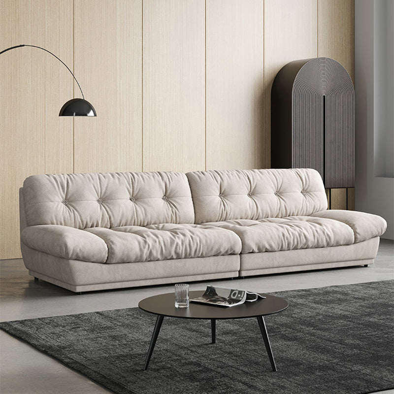 Faux Leather/ Suede Contemporary Tufted Split-Back Settee Sofa
