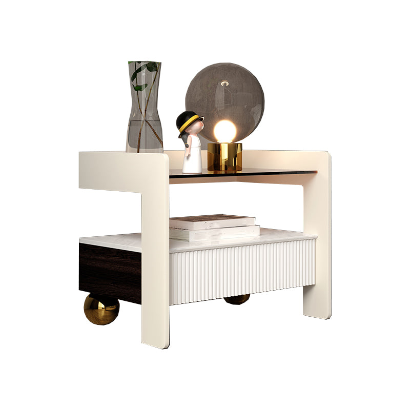 Accent Table Nightstand with Drawer and Shelf 19" Tall Wood Nightstand