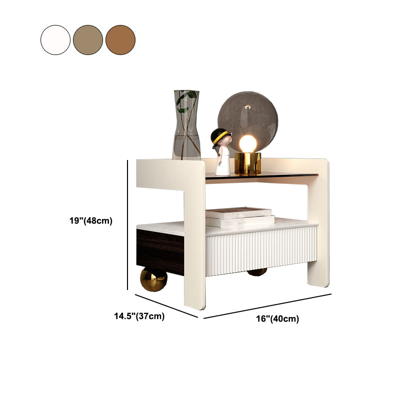 Accent Table Nightstand with Drawer and Shelf 19" Tall Wood Nightstand