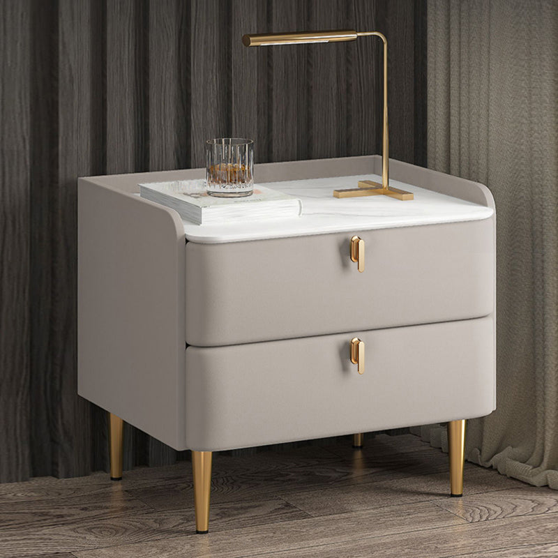 20" Tall 2-Drawer Solid Wood Nightstand Glam Night Table with 4 Legs