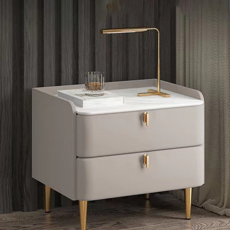 20" Tall 2-Drawer Solid Wood Nightstand Glam Night Table with 4 Legs