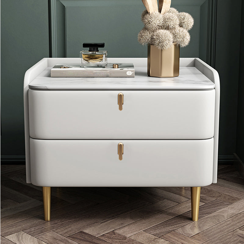 20" Tall 2-Drawer Solid Wood Nightstand Glam Night Table with 4 Legs