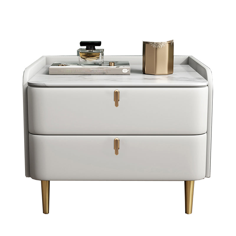 20" Tall 2-Drawer Solid Wood Nightstand Glam Night Table with 4 Legs