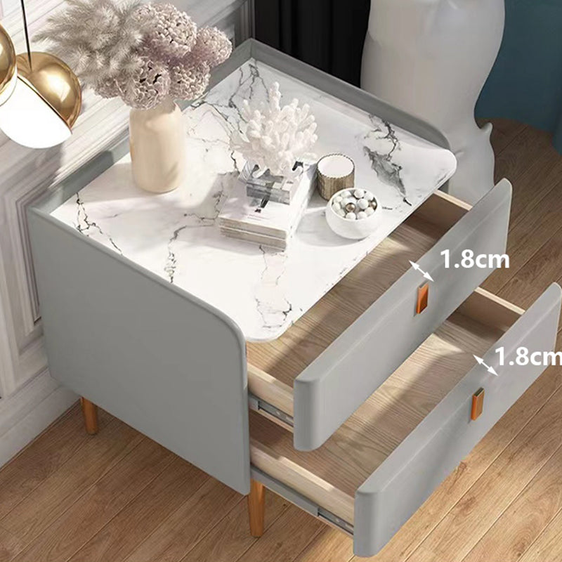 20" Tall 2-Drawer Solid Wood Nightstand Glam Night Table with 4 Legs