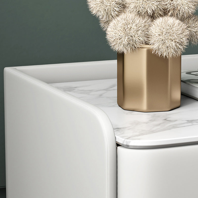 20" Tall 2-Drawer Solid Wood Nightstand Glam Night Table with 4 Legs