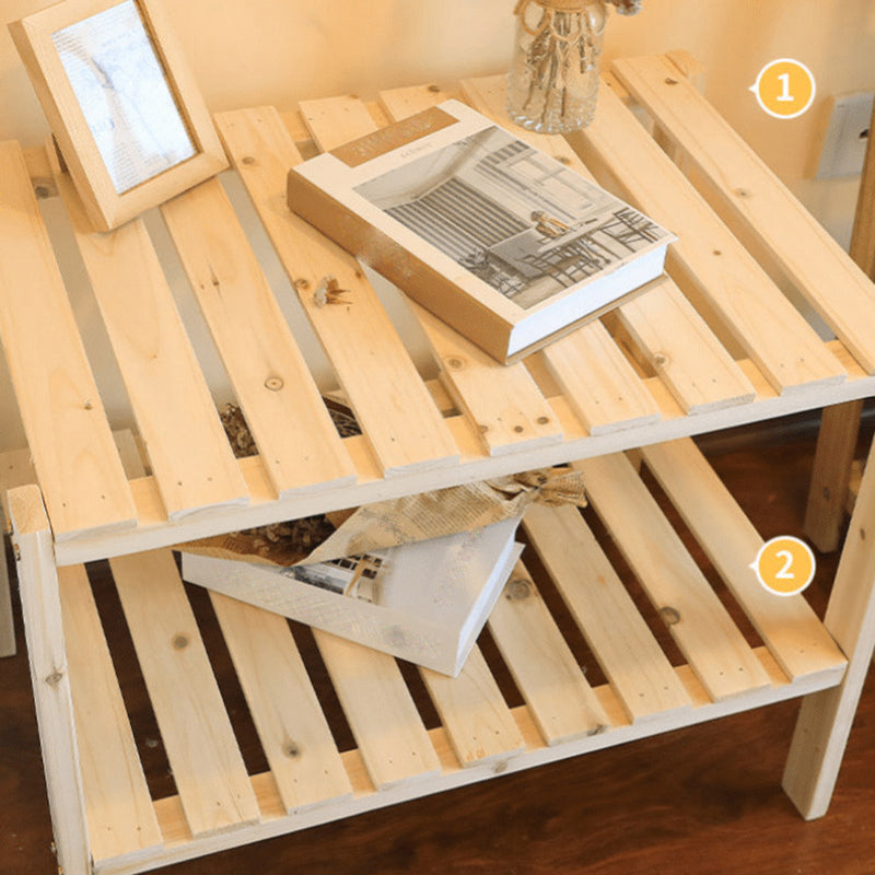 Modern Natural Nightstand 14" Tall Bedside Cabinet with Shelf