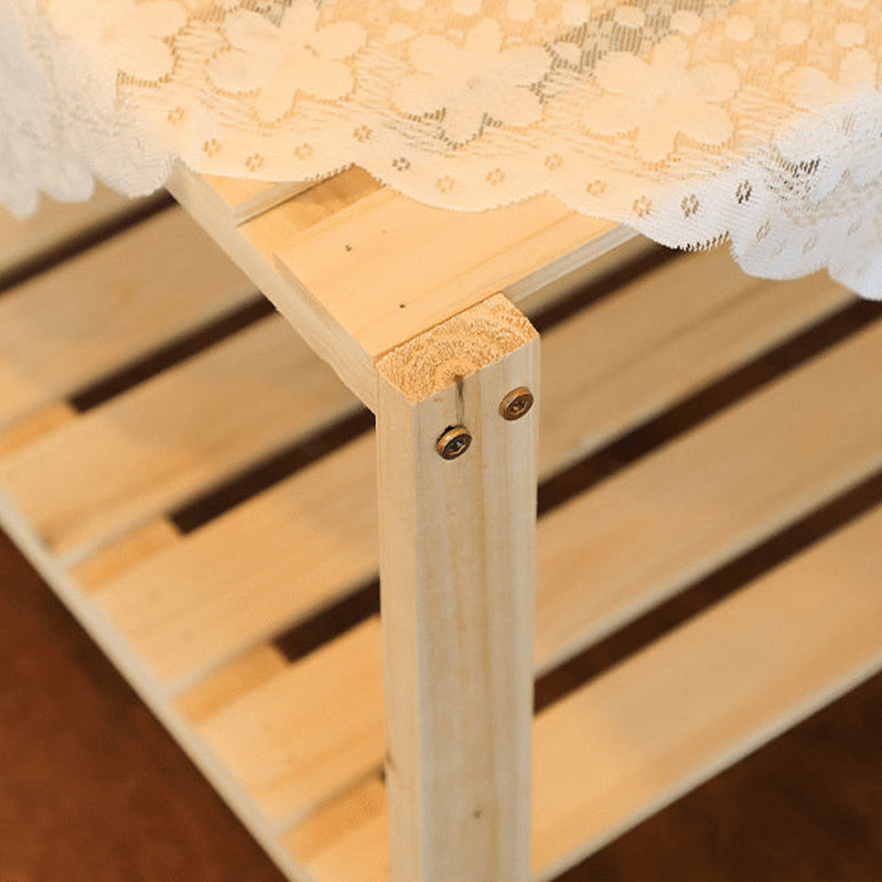 Modern Natural Nightstand 14" Tall Bedside Cabinet with Shelf