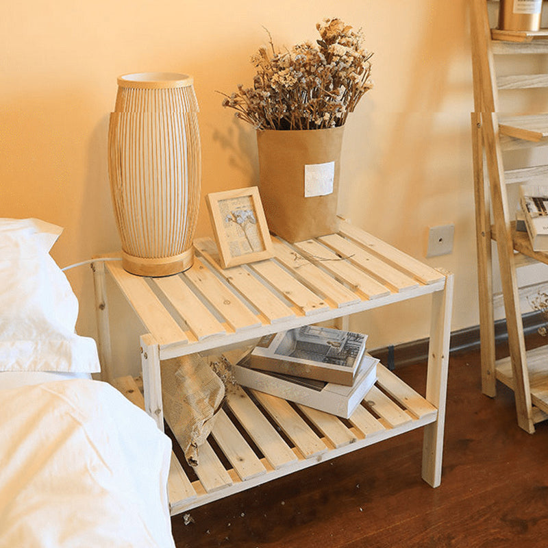 Modern Natural Nightstand 14" Tall Bedside Cabinet with Shelf