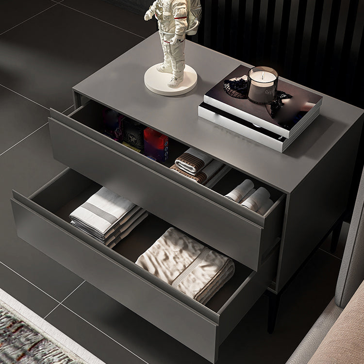 20" Tall 2 - Drawer Nightstand with Metal Legs Glam Night Table