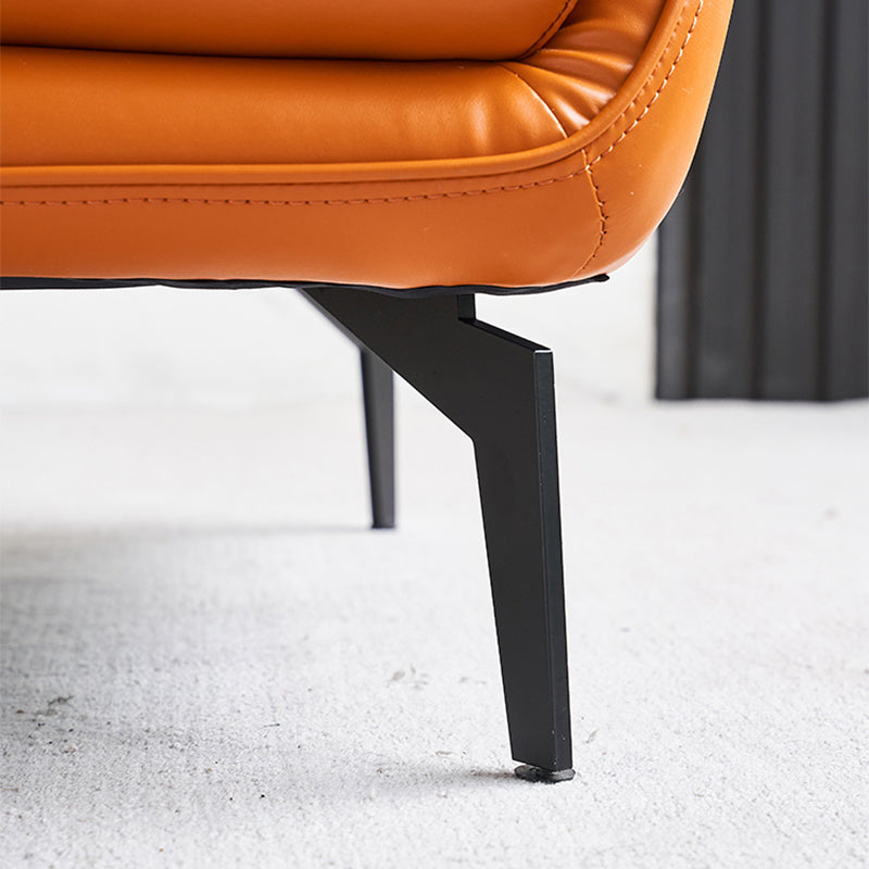 Genuine Leather Accent Chair 4 Legs Solid Color Room Chair for Living Room