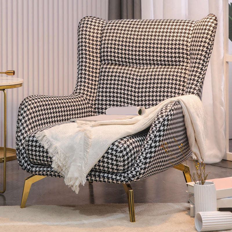 Pillow Back Chair with Golden Basic Four Leg and Flared Arms