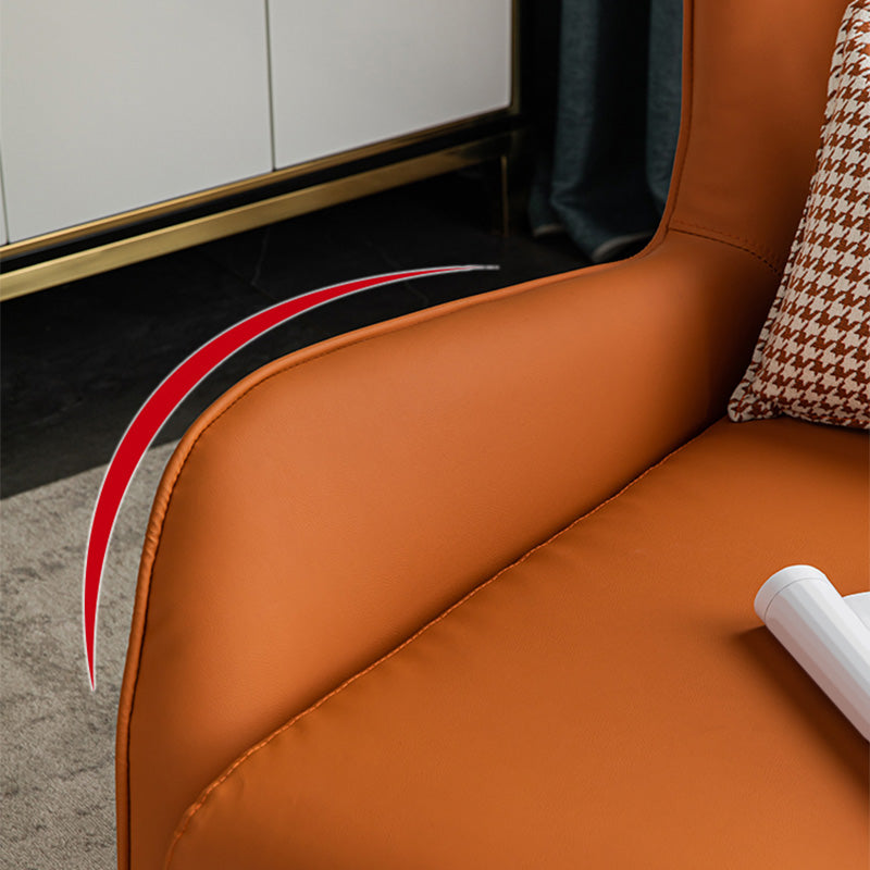 Pillow Back Chair with Golden Basic Four Leg and Flared Arms