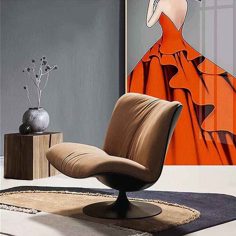 Contemporary Swivel Accent Chair Suede Lounge Chair in 38"L x 34"W x 19"H