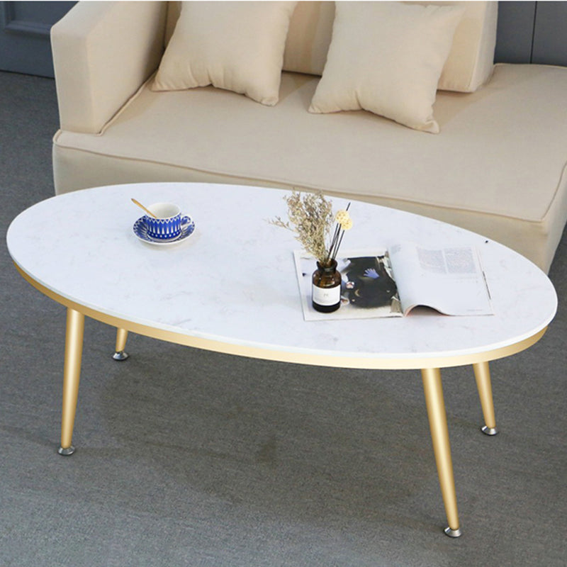 Oval Faux Marble Coffee Table 1 Single 4 Legs Cocktail Table