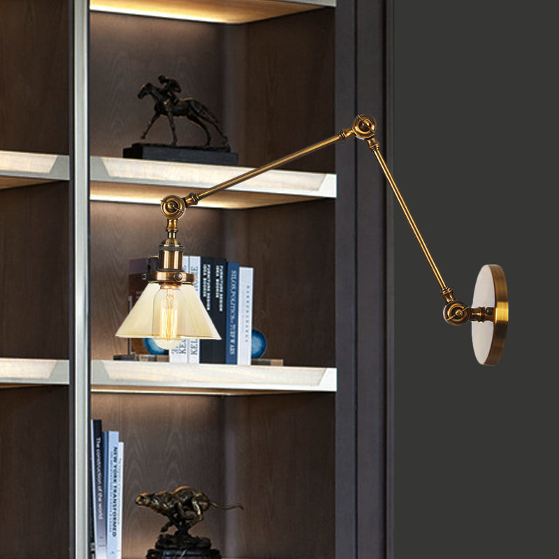 1 Lámpara de pared ligera Clear/Amber Glass Clear/Amber en negro/bronce/latón con brazo ajustable, 8 "+8"/8 "+8" +8 "largo