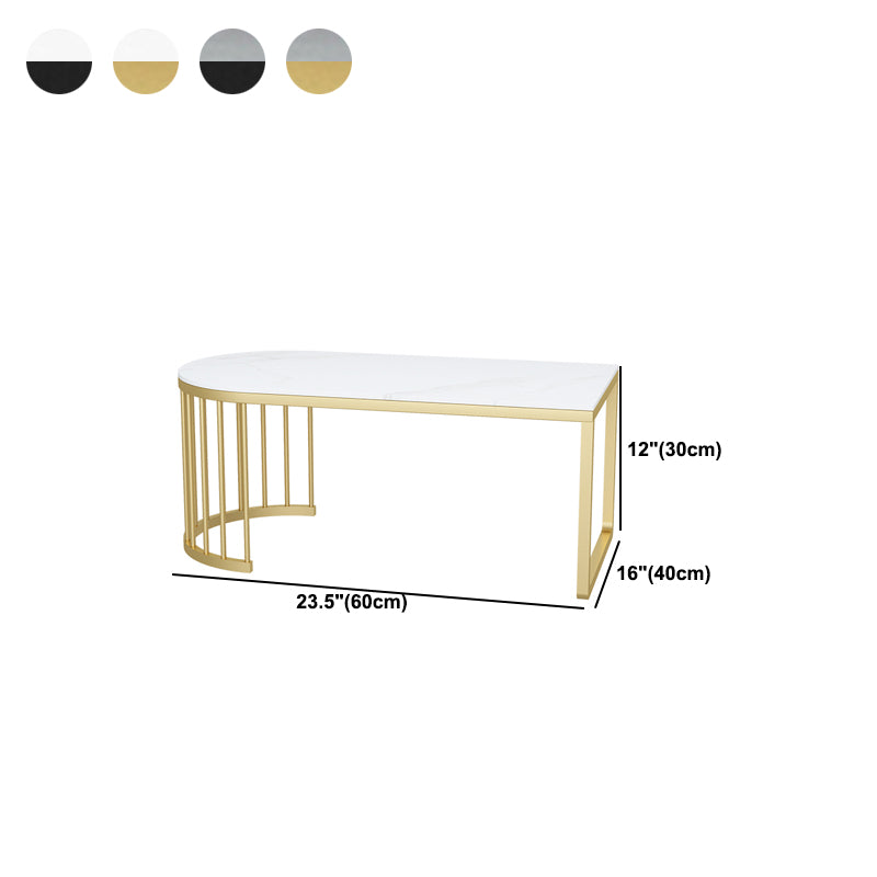 Geometric Stone Top Coffee Cocktail Table in White/Grey - 11.81" H